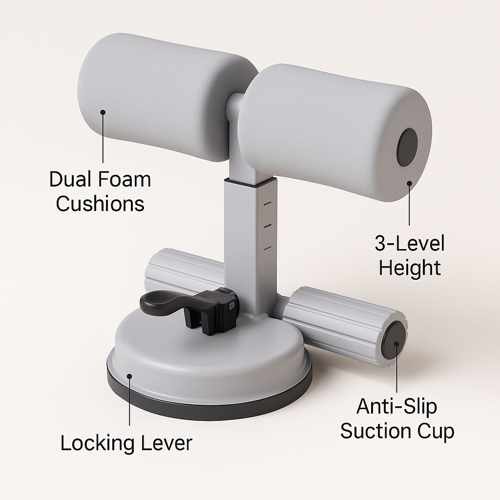 Assistant pour abdominaux à domicile avec fixation par ventouse